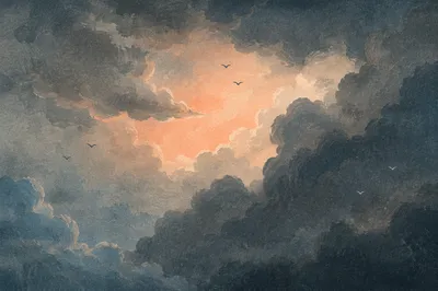 Hopeful Sunlight Through Dark Storm Clouds