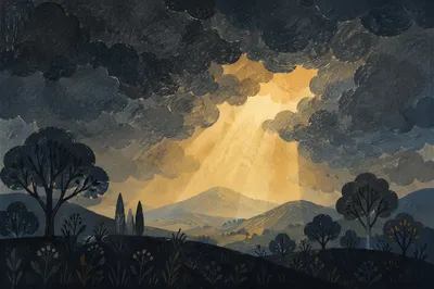 Golden Light Through Storm Clouds