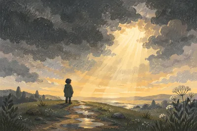 Hopeful Sunlight Breaking Through Storm Clouds