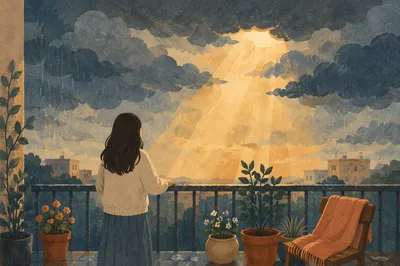 Hopeful Sunlight Breaking Through Storm Clouds