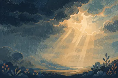 Golden Sunbeams Through Storm Clouds
