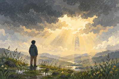 Hopeful Sunlight Breaking Through Storm Clouds