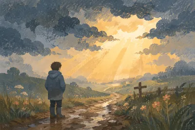 Golden Hope Through Storm Clouds