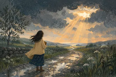 Hopeful Sunlight Breaking Through Storm Clouds