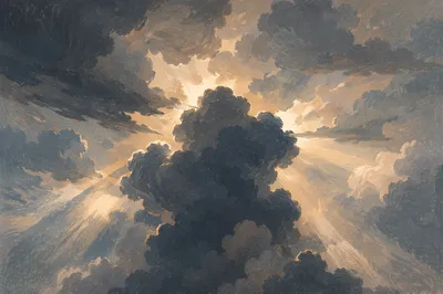 Hopeful Light Through Dark Storm Clouds