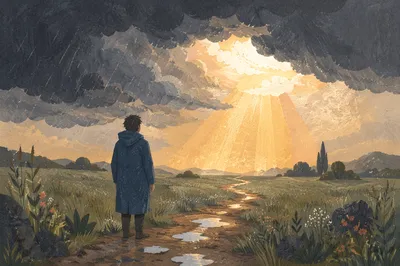 Hopeful Sunlight Breaking Through Storm Clouds