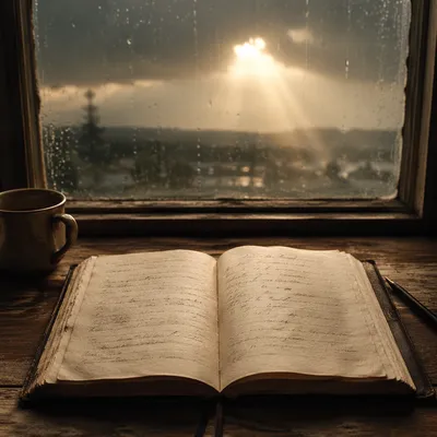 Open Journal by Rainy Window Light