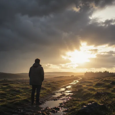 Hopeful Sunlight Through Storm Clouds