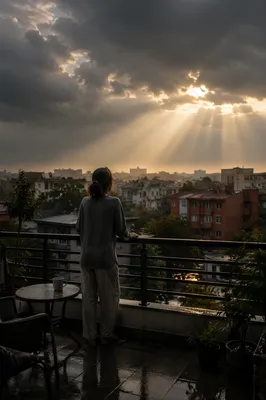 Hopeful Sunlight After Stormy Balcony Morning