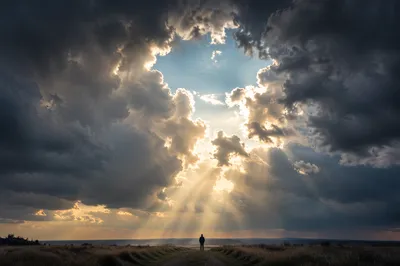 Sunlight Breaking Through Storm Clouds in Hope