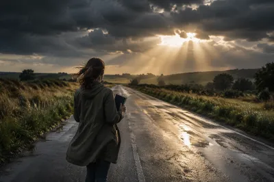 Hopeful Sunlight Breaking Through Storm Clouds