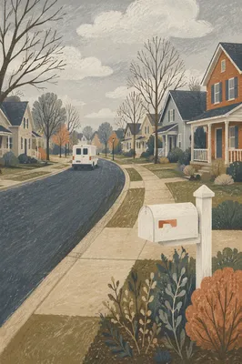 White Mailbox on Quiet Suburban Street