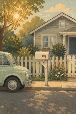 Quiet Suburban Mailbox at Golden Hour