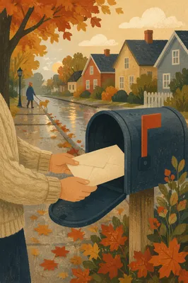 Mailbox on Quiet Suburban Autumn Street