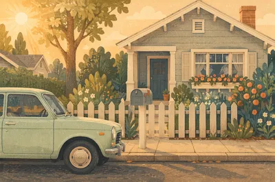 Quiet Suburban Mailbox at Golden Hour