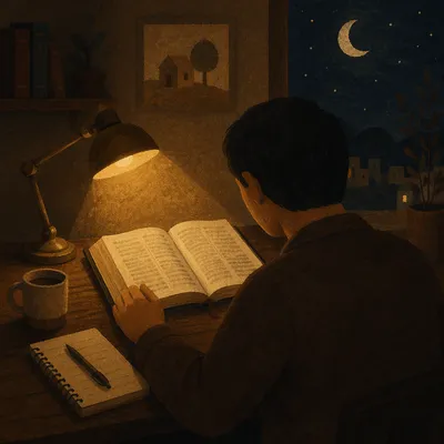 Quiet Bible Reading by Lamplight