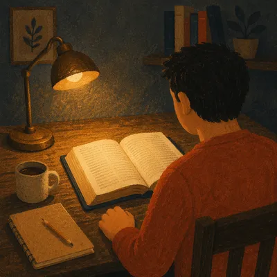 Quiet Night Bible Study by Lamp