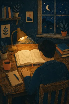 Quiet Bible Study by Warm Lamp