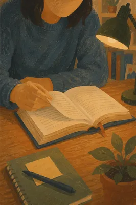 Man Reading Scripture by Desk Lamp