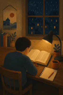Quiet Night Bible Reading by Lamplight