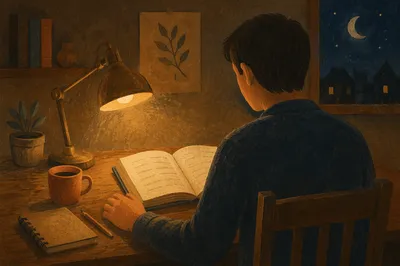 Quiet Night Bible Reading by Lamplight
