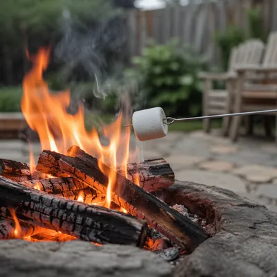 Marshmallow Roasting by Backyard Campfire