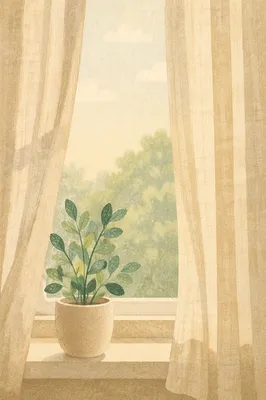 Minimalist Window Plant in Morning Light