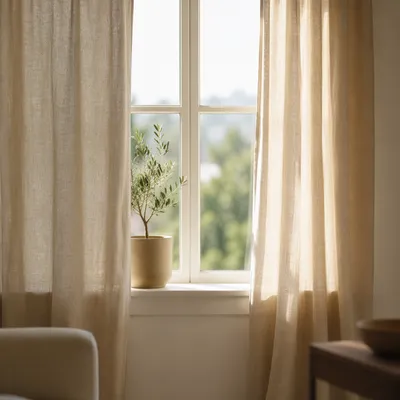 Minimalist Living Room Window With Indoor Plant
