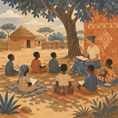 Missionary Lesson Under African Shade Tree