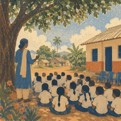 Outdoor Mission Lesson Beneath African Shade Tree