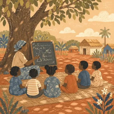 Missionary Teaching Children Beneath Acacia Tree