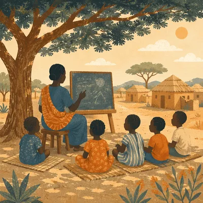 Missionary Teaching Children Beneath Acacia Tree