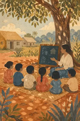 Missionary Teaching Children Beneath Acacia Tree