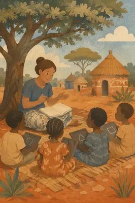 Missionary Teaching Children Beneath Acacia Tree