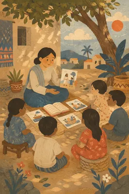 Missionary Teaching Children Beneath Acacia Tree