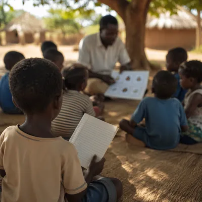 Missionary Lesson Beneath African Shade Tree