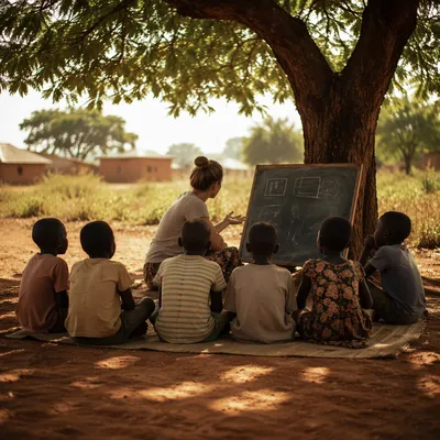 Missionary Teaching Children Beneath Acacia Tree
