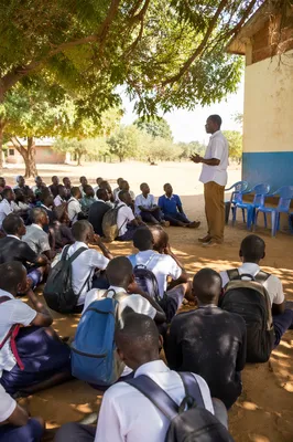 Outdoor Class Under Trees in Africa