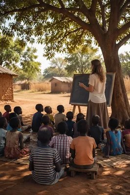 Missionary Teaching Children Beneath Acacia Tree