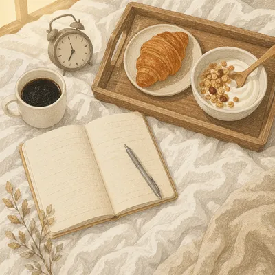 Calm Morning Coffee Journal Flat Lay