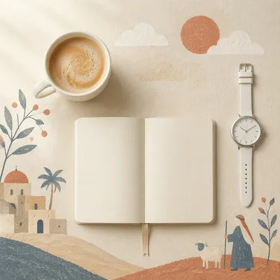 Minimal Morning Coffee Journal Flat Lay