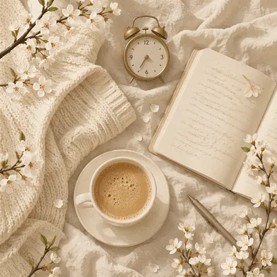 Cozy Morning Coffee Journal Flat Lay