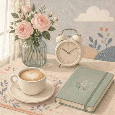 Cozy Morning Coffee Journal Flat Lay
