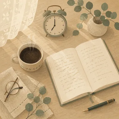 Peaceful Morning Routine Flat Lay Scene