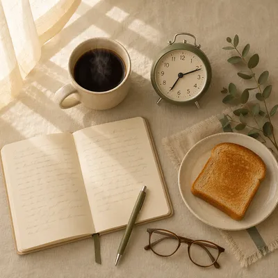 Peaceful Morning Routine Flat Lay Scene