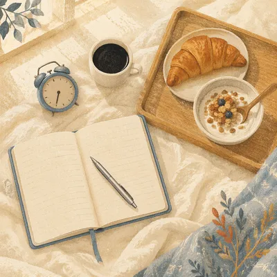 Calm Morning Routine Flat Lay Scene