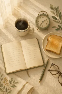 Peaceful Morning Routine Flat Lay Scene