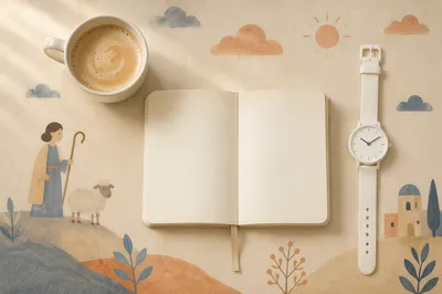 Minimal Morning Coffee Journal Flat Lay