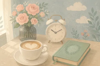 Cozy Morning Coffee Journal Flat Lay