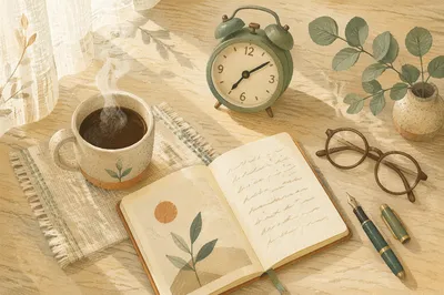 Peaceful Morning Routine Flat Lay Scene